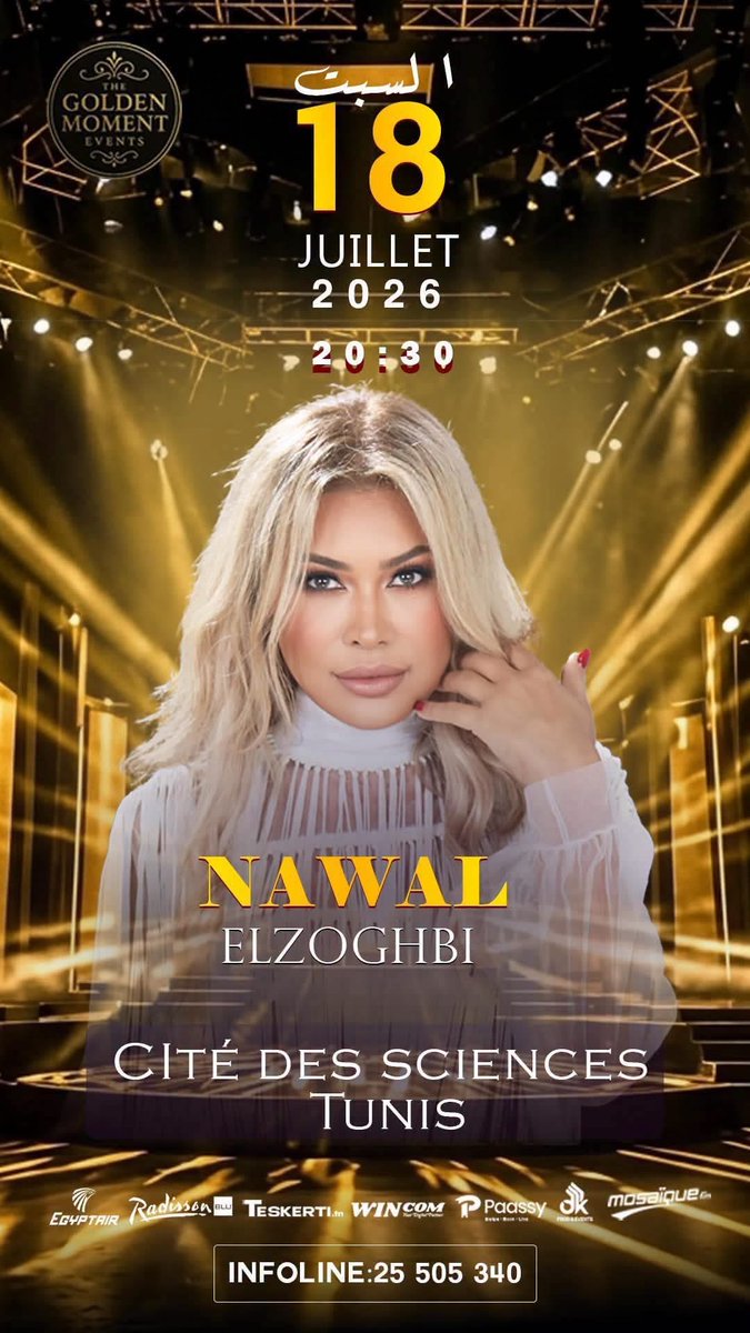 soha_nz's tweet photo. The Golden Star will appear on 2 lives concerts meet her👇
1️⃣Saturday 18th Jul Tunis🎷 
2️⃣ Friday 10th August Egypt! One the Roman Theater ✨ 
Book ur tickets 🎫Save the dates 📝
Best of luck our Queen♥️
@NawalElZoghbi 🔥 https://t.co/R3zjkkp9I6