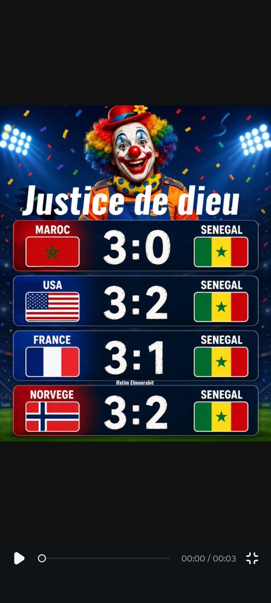 YesWeCan25's tweet photo. #Senegal #Norway 
La justice divine ...
@Fsfofficielle https://t.co/a9hyswtQ0h