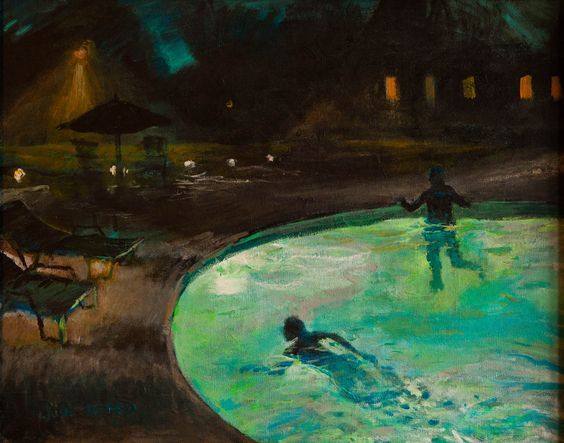 ArtorOtherThing's tweet photo. Johnny DeFeo, "Night swimming" 1 / 6 “Night Swimming and Other Nocturnal Pleasures”American b. 1985. https://t.co/rCqlWP0Xov