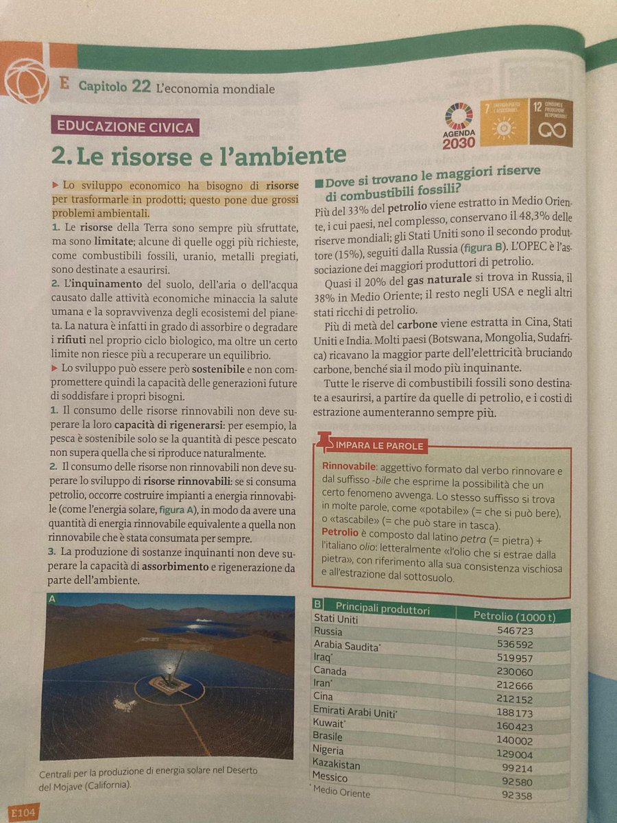 nanoscalebiomed's tweet photo. Questo sono i capitoli su globalizzazione e ambiente del libro di geografia di mia figlia, che ha appena finito la 3za media (♥️).
Tante cose sono patetiche, una serie di ovvietà che ambiscono ad essere una manifestazione di egemonia culturale da anni '70, una roba che fa solo ridere. E infatti i ragazzini che conosco, di questa roba se ne fregano altamente.
Quello che dispiace è il tono lugubre e millenarista, che dipinge una società solo ingiusta e cattiva, perfettamente in linea con l'idea paranoica di parecchi sbandati che "chi non milita, è complice"; un'operazione che serve solo a legalizzare il proprio vittimismo e senso di fallimento.
Dei ragazzini di 13 anni si meriterebbero ben altro, di avere fiducia nelle proprie risorse e in quello che possono fare (e faranno) nel futuro.