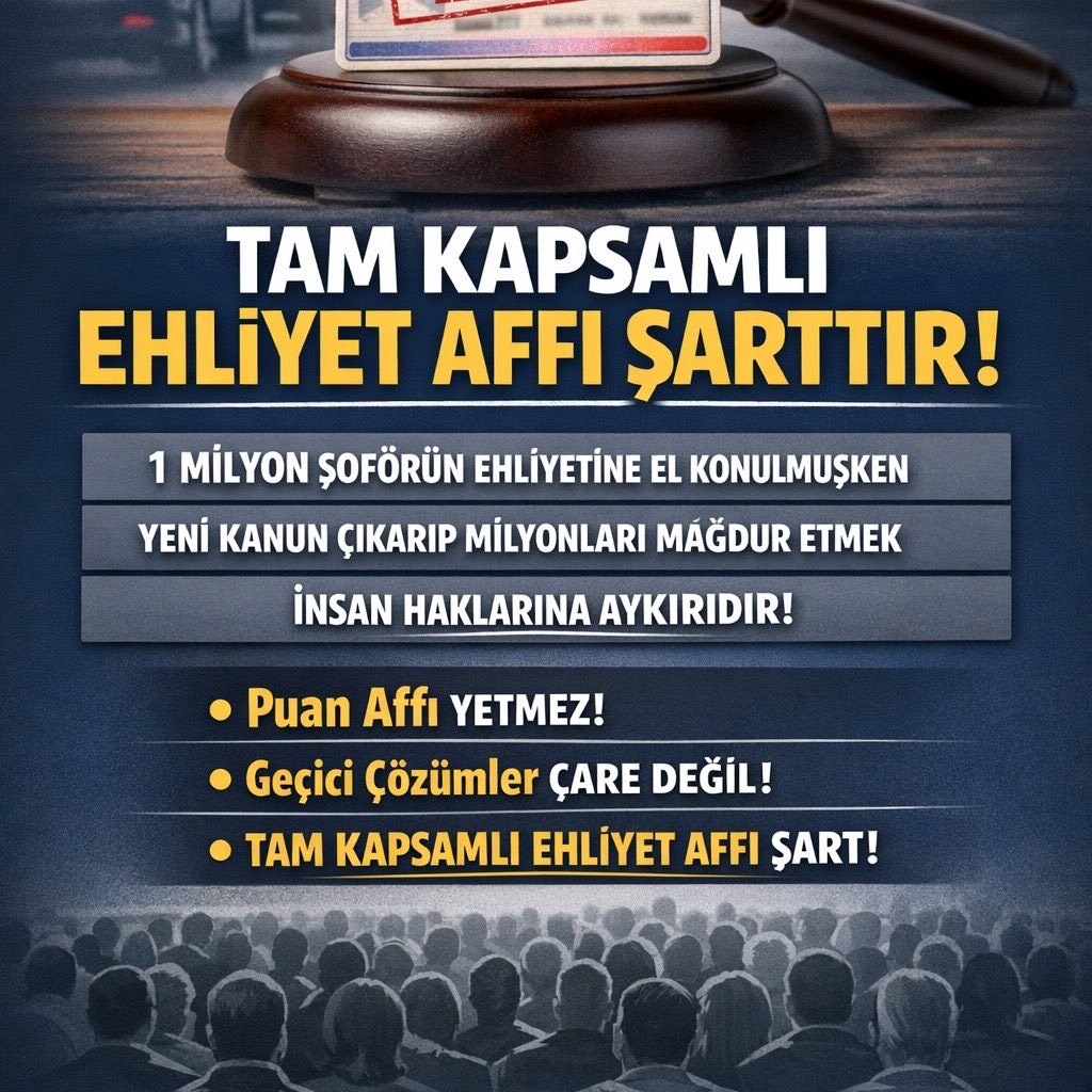 feyzullahK4163's tweet photo. SürücüyeDokunma KanunaDokun
Bir ehliyet sadece bir belge değildir; bir babanın ekmeği, bir annenin sorumluluğu, bir gencin geleceği ve binlerce insanın umududur. Cezalar caydırıcı olsun ama hayatları karartacak kadar ağır olmasın. #EhliyetMağdurları
@aysekesir @Akparti https://t.co/0zJvnPykPm