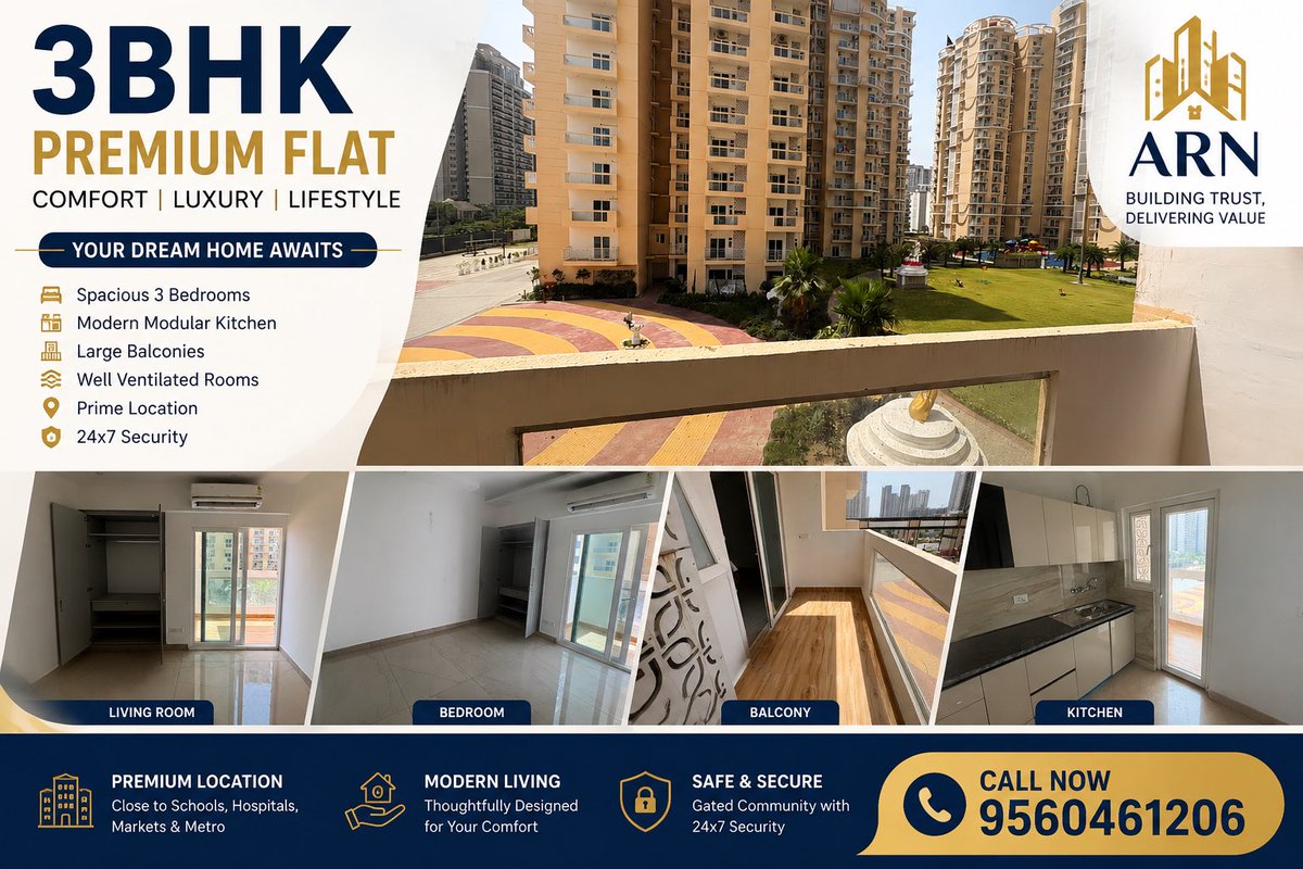 ARNSTATES's tweet photo. 🏡 Your Dream 3BHK Awaits | Premium Living 
Starts Here ✨
Spacious rooms • Modern modular kitchen • Large balconies • Prime location • 24×7 security

Experience comfort, luxury &amp; lifestyle in one place. Book your site visit today! 📍🏙️

📞 Contact: 9560461206
#3BHK #flat https://t.co/N5Mp1FMgi0