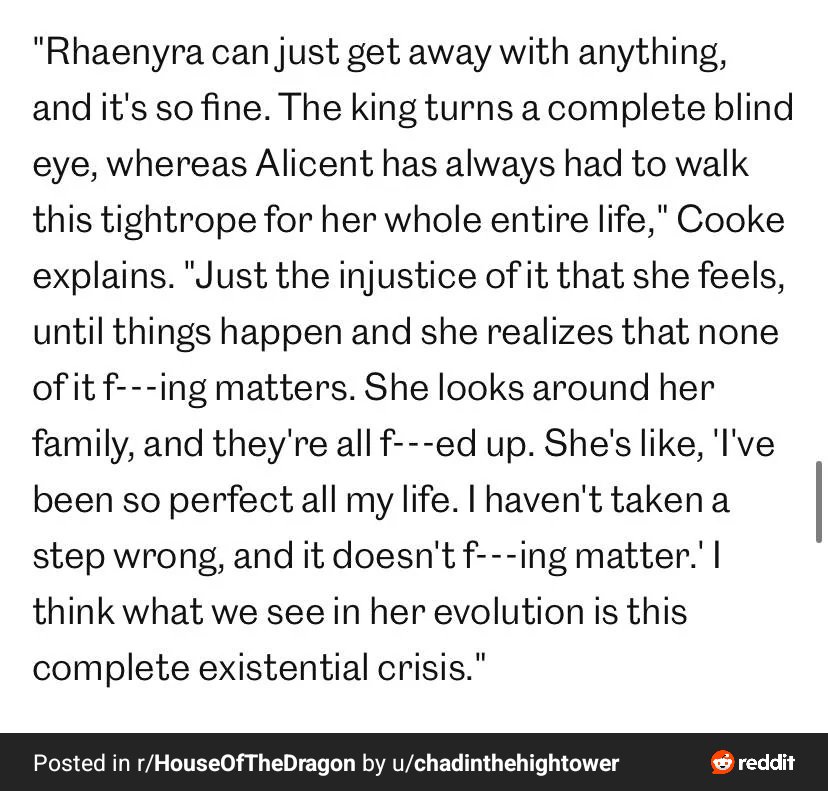 hyeingarut's tweet photo. or you can't blame alicent for everything dimana dia dr kecil sudah di brainwash &amp; conditioned to serve the crown, she did everything she followed the rules tapi kok the crown ancur gitu aja. bayangin inner turmoil nya doi, you would be bitter too if you were in her shoes https://t.co/0wyRsCFOsA