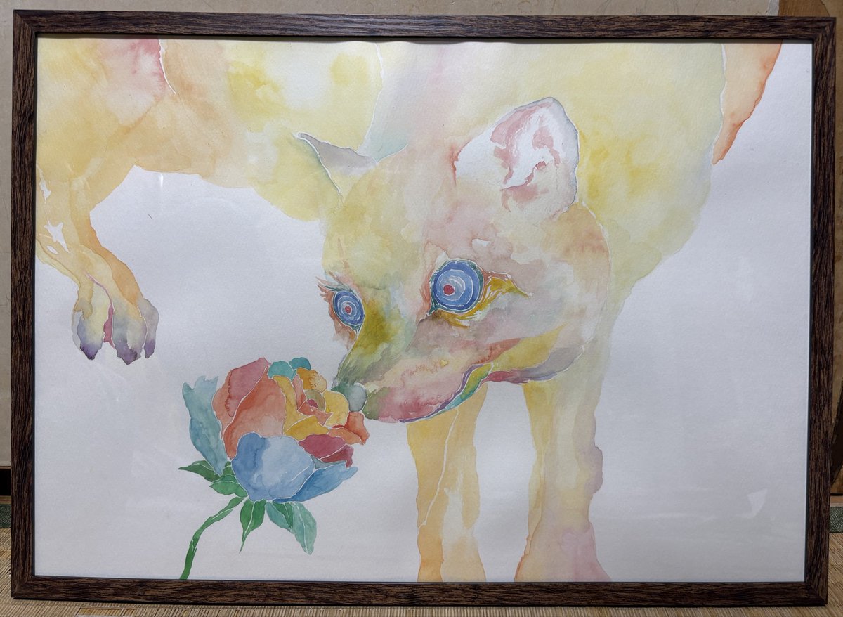 sakudp4's tweet photo. 完成
「魅入られる」

→以前版画で描いたもの
#水彩 https://t.co/CFOBJjRdJb