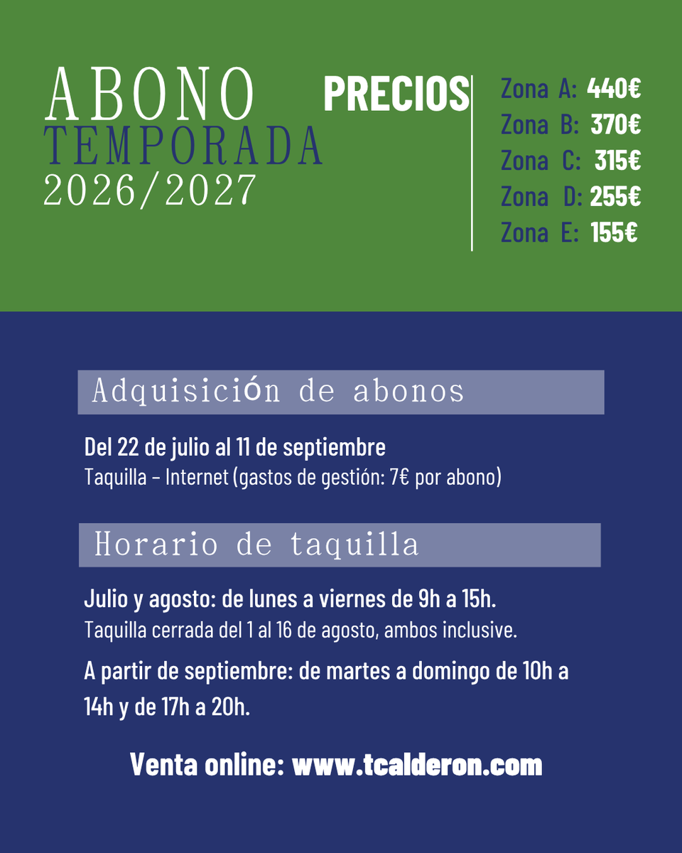 TCalderonVLL's tweet photo. 🎭 Teatro, danza, circo y ópera protagonizan el Abono 2026/2027 con 12 grandes espectáculos. 

🎟️ Renovación: del 29 de junio al 14 de julio. 
🔁 Cambios: 16 y 17 de julio.
🎫 Nuevos abonos: desde el 22 de julio. 

ℹ️+INFO en https://t.co/WVfSwuyK7k https://t.co/kGOnvEf6g5