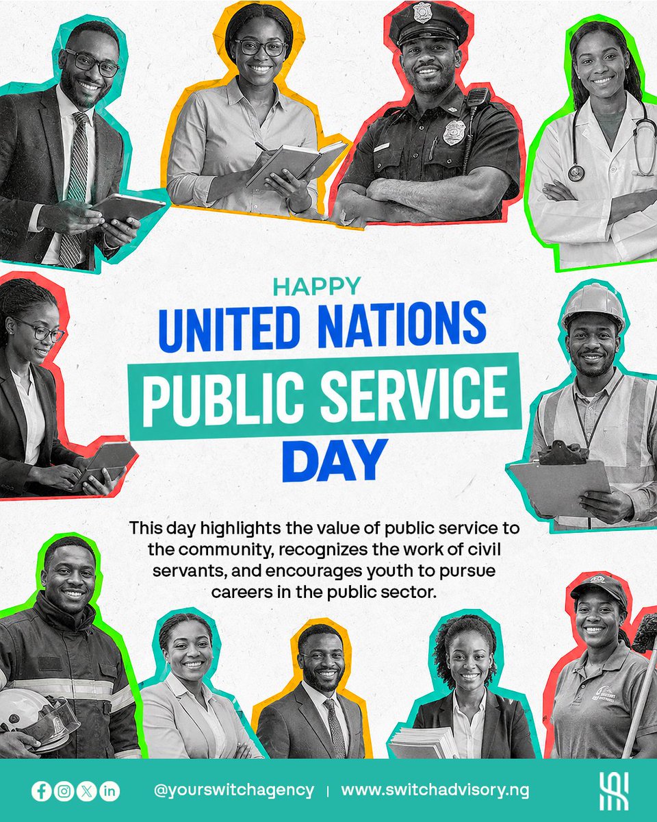 switchadvisory's tweet photo. A nation is only as strong as the people who choose to serve it.

Happy United Nations Public Service Day.

#UNPublicServiceDay #PublicValue #Governance https://t.co/qqNw2DQv5v