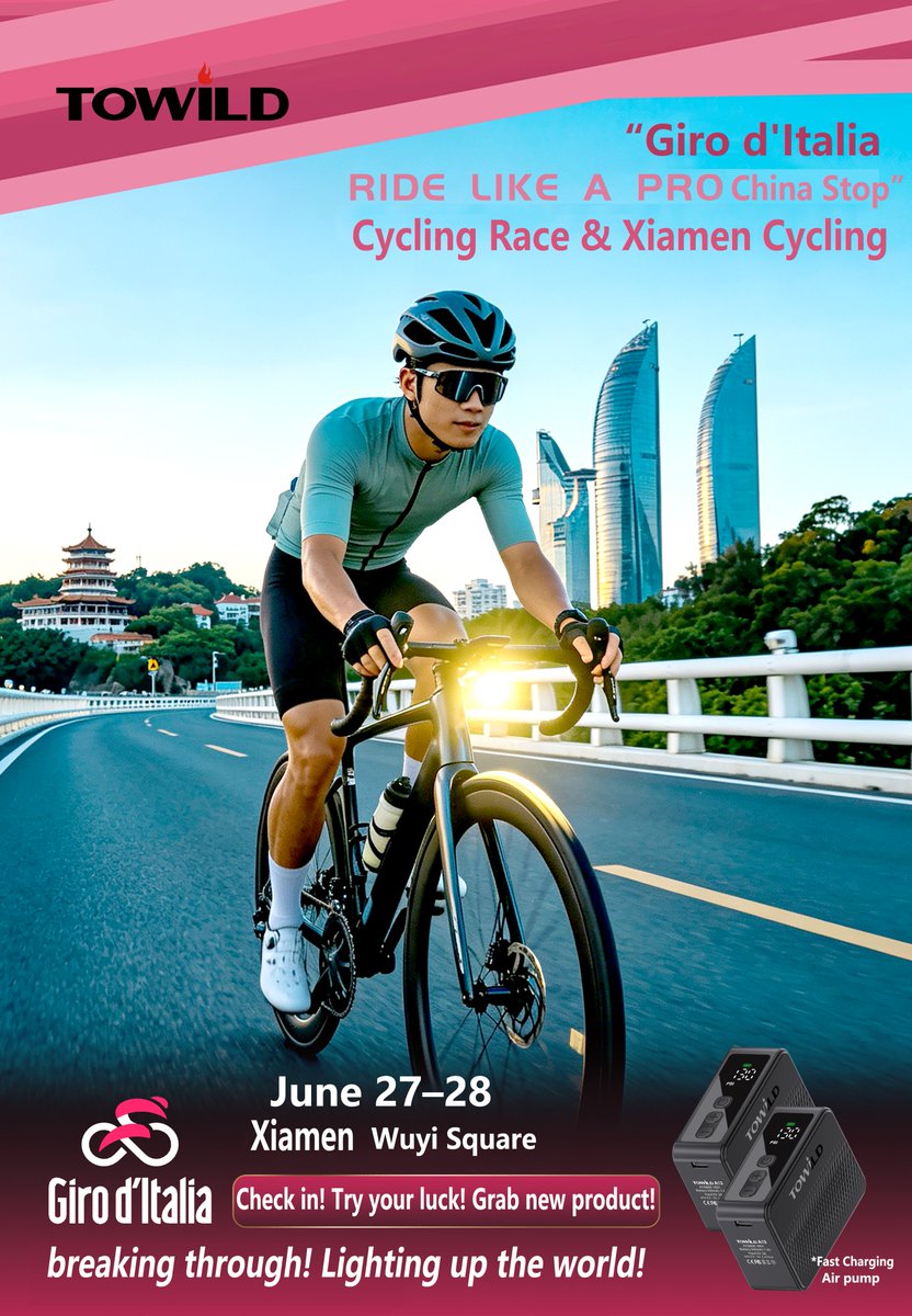 TowildSports's tweet photo. Giro d'Italia vibes. Xiamen. June 27–28.
 New TOWILD gear. Lucky draws. Free entry. 
See you at Wuyi Square. 🚴‍♂️🔥

#GirodItalia #TOWILD #RideLikeAPro #Xiamen https://t.co/wTUYgSrugV