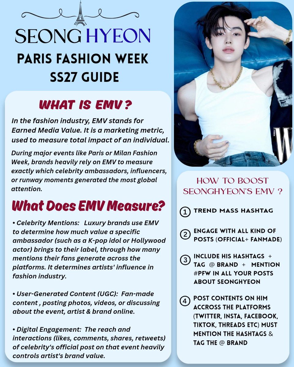 Hyeonville's tweet photo. [📢]  HASHTAG ANNOUNCEMENT 🌟

#SEONGHYEON will attend at Dior Homme SS27 show during Paris Fashion Week

🗓️  JUNE 24 , 16:00 KST
⚪  Hashtag rally —
⏰  15:00 KST ～  
⚡  Hashtags :

SEONGHYEON AT PARIS FASHION WEEK
#️⃣ SEONGHYEONxDior
#️⃣ ParisFashionWeek
#️⃣ DiorSummer27 @Dior

Note :
- These hashtags are designed and approved by fanbases.
- Do not use other hashtags.
- Refrain from using before our scheduled time (3PM KST).
- Read Our Guidence carefully ⬇️

Also, This is Seonghyeon's international fashion debut, which incredibly impacts  on his future brand deals. It's high time to showcase his massive public demand, impact on fashion industry and fanbase strength globally.  Let's make his PFW debut iconic and unforgettable 🔥

#SEONGHYEON #성현 #엄성현
#CORTIS #코르티스  #ソンヒョン
#严成玹 #ParisFashionWeek #PFW