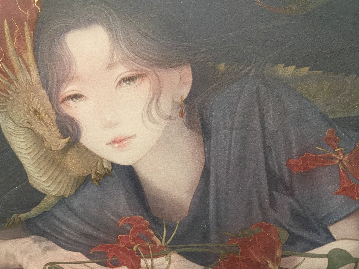 YumiYoshidaaaaa's tweet photo. 19時までギャラリーオープンしております🖼️
お仕事帰りにいかがでしょうか？
どうぞよろしくお願い致します🙇‍♀️
「紅百合と龍-2」
#絵
#展示会
#龍 https://t.co/Jn1hyyXbTO