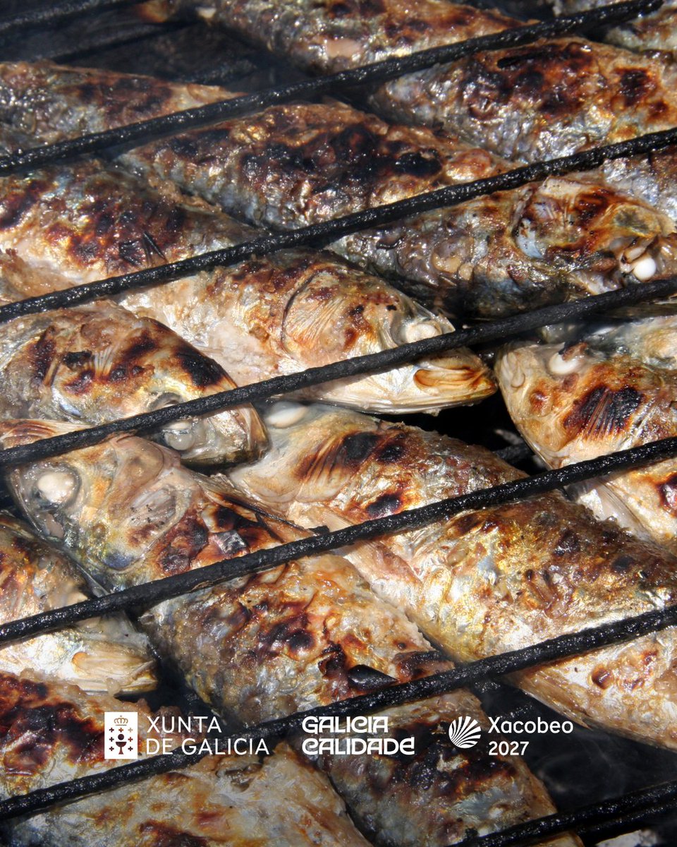 Turgalicia's tweet photo. En Galicia somos de tradicións, e na noite de San Xoán non pode faltar:

🔥 Saltar a fogueira varias veces para atraer a boa sorte e afastar os malos espíritos.
🐟 Gozar das sardiñas asadas e cumprir o refrán: “Por San Xoán, a sardiña molla o pan”.
✨ Preparar a queimada e recitar o seu conxuro para espantar as meigas.
🌿 E ao día seguinte, lavar a cara con auga de herbas de San Xoán para completar a purificación e comezar o verán con enerxía renovada.

En Galicia somos de tradiciones, y en la noche de San Juan no puede faltar:

🔥 Saltar la hoguera varias veces para atraer la buena suerte y ahuyentar a los malos espíritus.
🐟 Disfrutar de las sardinas asadas y cumplir el refrán: “Por San Xoán, a sardiña molla o pan”.
✨ Preparar la queimada y recitar el conjuro para espantar a las meigas.
🌿 Y al día siguiente, lavarse la cara con agua de hierbas de San Juan para completar la purificación y empezar el verano con energía renovada.

In Galicia, traditions matter, and on the night of San Xoán you can’t miss:

🔥 Jumping over the bonfire several times to attract good fortune and ward off evil spirits.
🐟 Enjoying grilled sardines and following the saying: “On Saint John’s Day, sardines soak the bread”.
✨ Preparing queimada and reciting its spell to scare away witches.
🌿 And the next day, washing your face with San Xoán herbal water to complete the cleansing ritual and start summer with renewed energy.

#Galicia #GaliciaCalidade #Xacobeo2027 #SanXoan