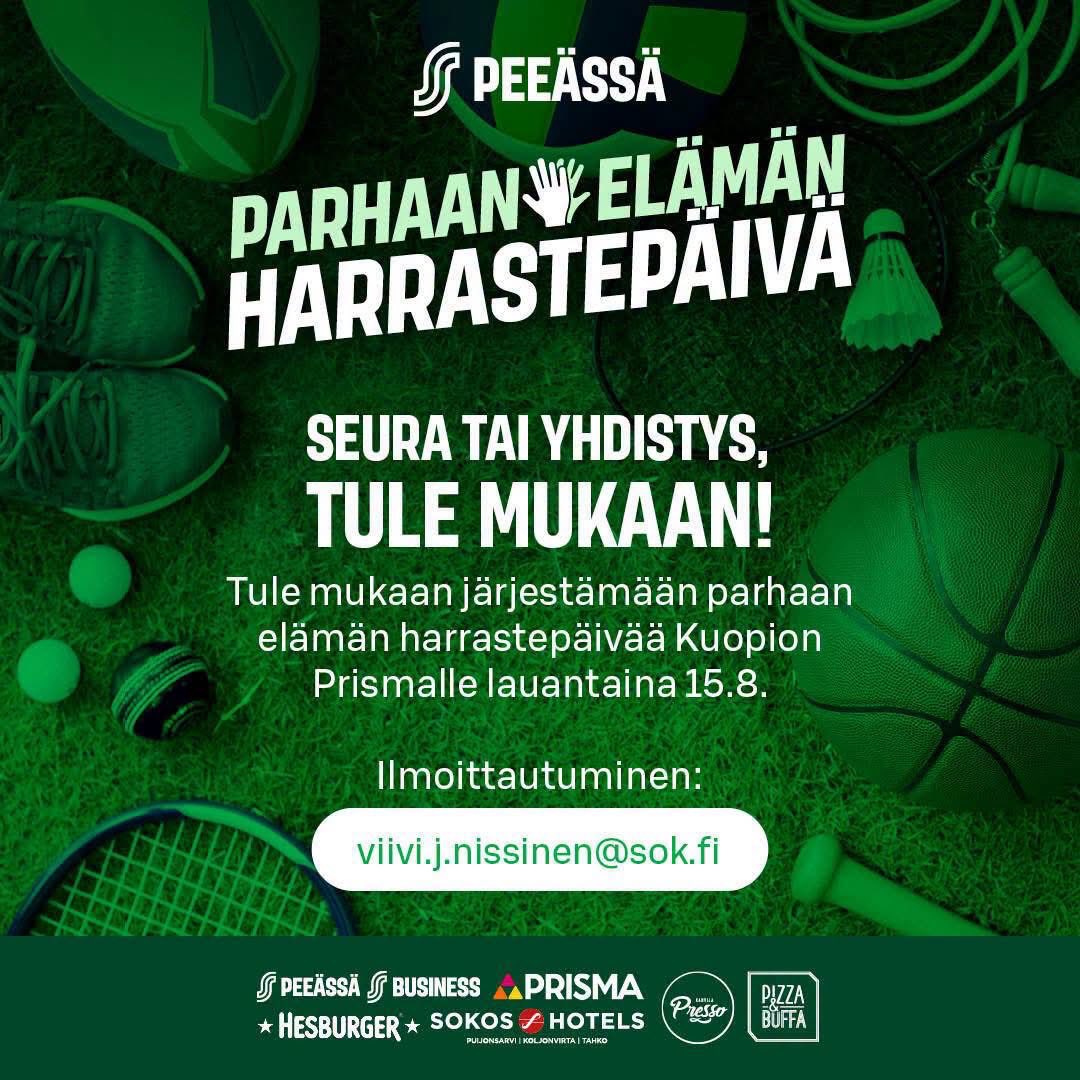 WilskaHeli's tweet photo. Kuopion, Siilinjärven ja lähialueen seura tai yhdistys, tule mukaan! 🔥👋🏻💚

Parhaan elämän harrastepäivä järjestään jälleen elokuussa LA 15.8. Savon suurimmassa lähikaupassa! ⚽️🏈🏸

Ilmoittautuminen on alkanut!

#savonsuurinlähikauppa30 #peeassa #parhaanelämänharrastepäivä https://t.co/l1SEKOlTAT