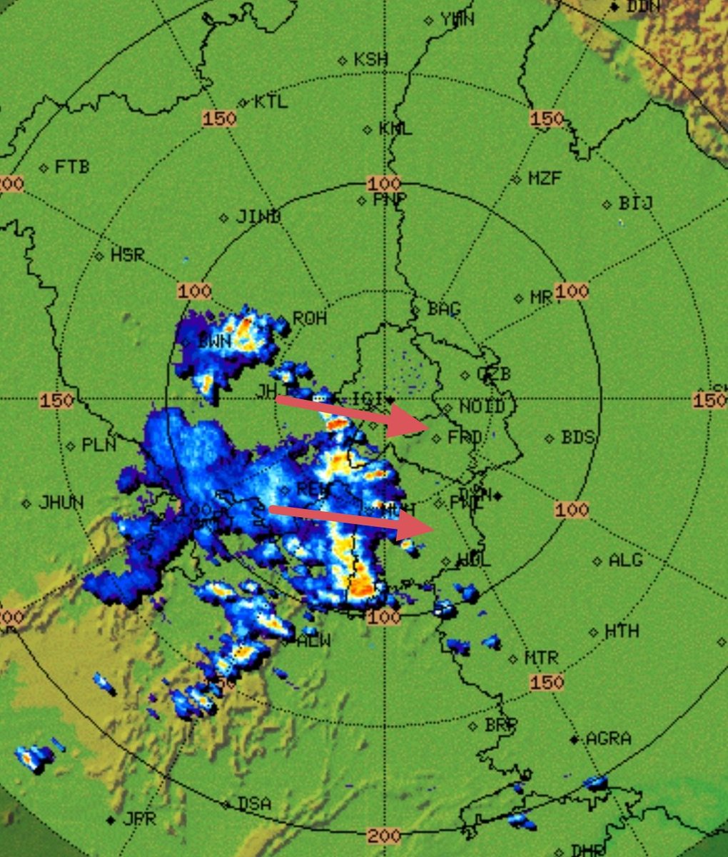 Mpalawat's tweet photo. Dust storm, thunderstorms, and rain over Bhiwani, Jhajjar, Rohtak, and Delhi-NCR during the next few hours.
🌬️ Wind speeds may reach 50–60 km/h,
Stay indoors and avoid sheltering under trees, and drive carefully. Stay safe! #DelhiRains #WeatherAlert @SkymetWeather @JATINSKYMET https://t.co/ByeOfwdCos