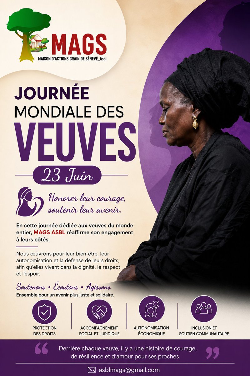 MagsAsbl's tweet photo. JOURNÉE MONDIALE DES VEUVES 🌹
23 Juin

En cette Journée mondiale des veuves, MAGS ASBL rend hommage à toutes les femmes qui, malgré la perte de leur conjoint, font preuve de courage, de résilience et de détermination au quotidien.

#GranHermanoGeneraciónDorada #salı https://t.co/79aFOuSWdU