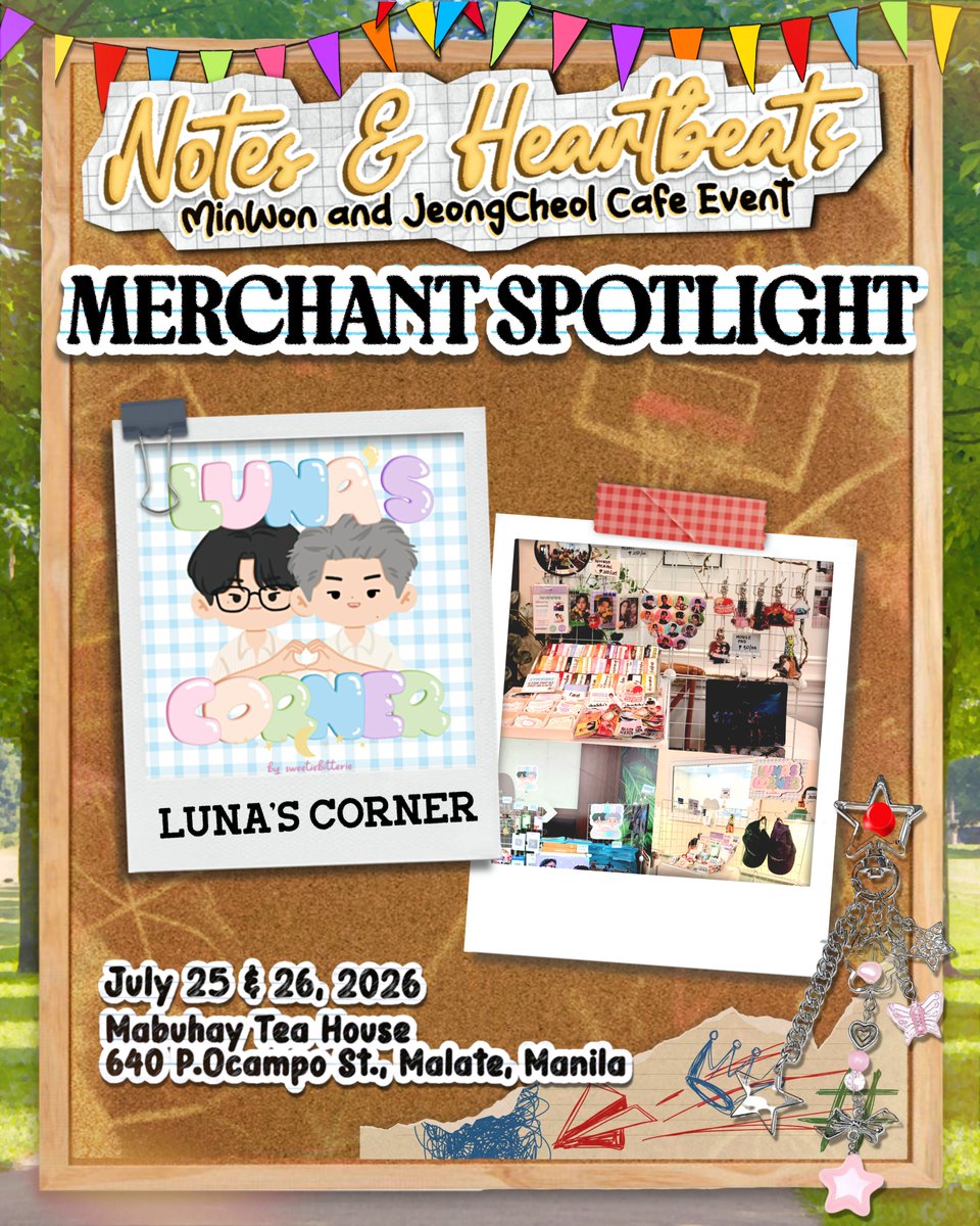 erione_woo's tweet photo. Meet our first MERCHANT โจ
๐๏ธ@lunascornerph
Come visit their booth for Minwon Jeongcheol goodies!
NOTES & HEARTBEATS
A Minwon Jeongcheol CSE
๐๏ธ July 25-26, 2026
๐ 1-5:00 PM
๐ Mabuhay Tea House
#MinWonJeongCheol_NotesandHeartbeats #NotesandHeartbeats
#NotesandHeartbeats_for_MWJC #MINGYU #WONWOO #JEONGHAN #SCOUPS #MINWON #JEONGCHEOL