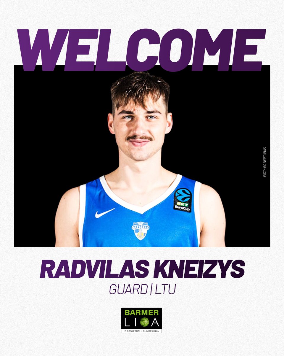 BGGoettingen's tweet photo. ✍️ Unser erster Neuzugang für die kommende Saison ist da: Sveiki atvykę Radvilas Kneizys! Der 23-jährige Guard wechselt vom BC Neptunas Klaipeda nach Göttingen und erhält einen Einjahresvertrag. 💜

Mehr Infos: ⬇️

📲 https://t.co/t1tkayZWNH 

#wirsindgöttingen 
#proa https://t.co/D7UevYkXst