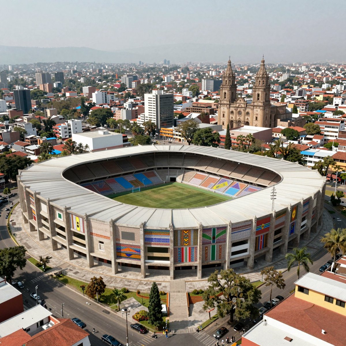 eobayram's tweet photo. Colombia in ochre colonial Baroque, DR Congo wrapped in Kuba textile geometry, both over Guadalajara. Which one wins on design? 🇨🇴🇨🇩
#COLCOD #WorldCup2026 https://t.co/aAdfGcLHlw