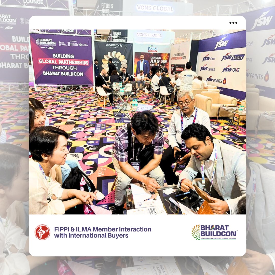 federationfippi's tweet photo. Connecting Indian industry with global buyers at #BharatBuildcon2026 🌍

FIPPI &amp; ILMA engaged with international partners to boost exports, explore new markets &amp; showcase India’s strength in plywood &amp; wood panels.

Driving global trade &amp; partnerships.

#MakeInIndia #Exports #B2B https://t.co/lpsBNUEjLG