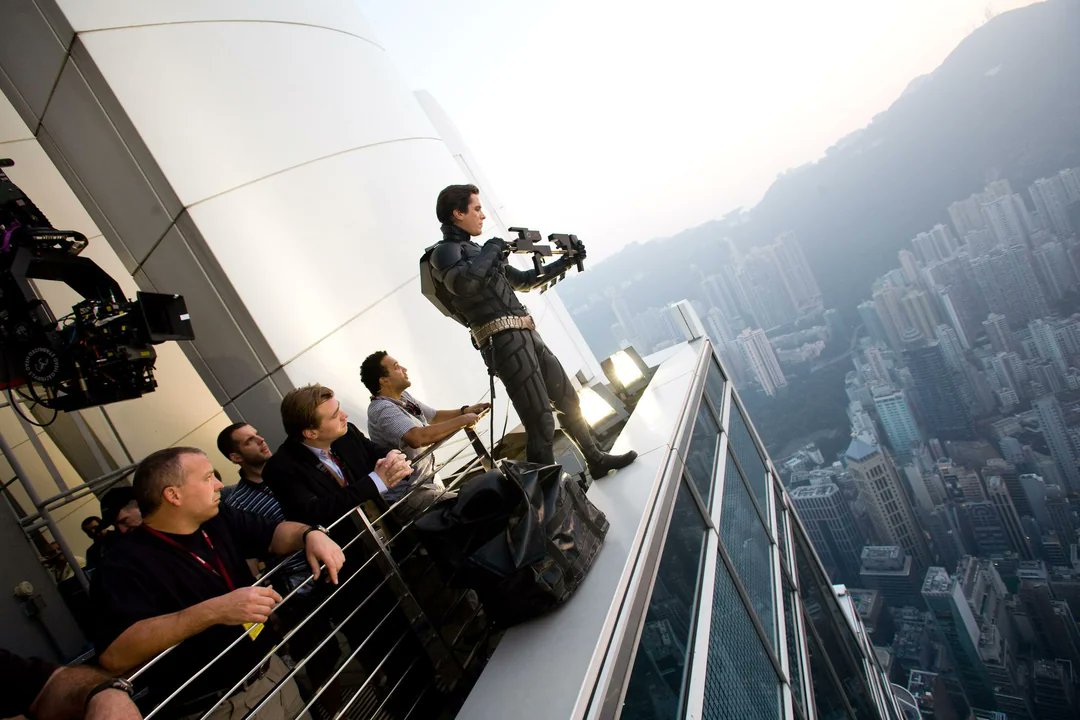Kalshi_Film's tweet photo. Christopher Nolan on the set of The Dark Knight (2008) https://t.co/p6J0L7oFD2