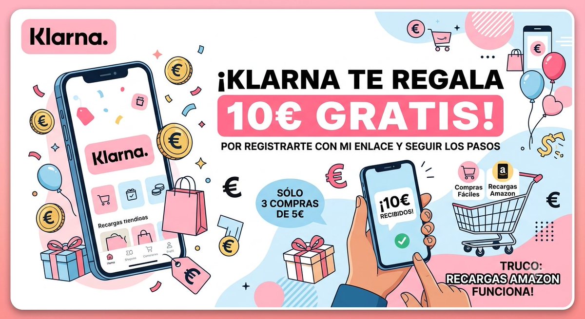 Astro_Inversor's tweet photo. 🔥 ¡10€ GRATIS con Klarna! 🔥

⚡ Regístrate (Plan Gratis): https://t.co/tZVAevHPCM
💵 Mete 15€ y haz 3 compras de 5€ 
💡 TRUCO: Haz 3 recargas de Amazon de 5€ (Gasto 0€)

💸 Pagan en 3 días (Instantáneo a Revolut). ¡Al lío! 👇 https://t.co/sT9a85QuQe