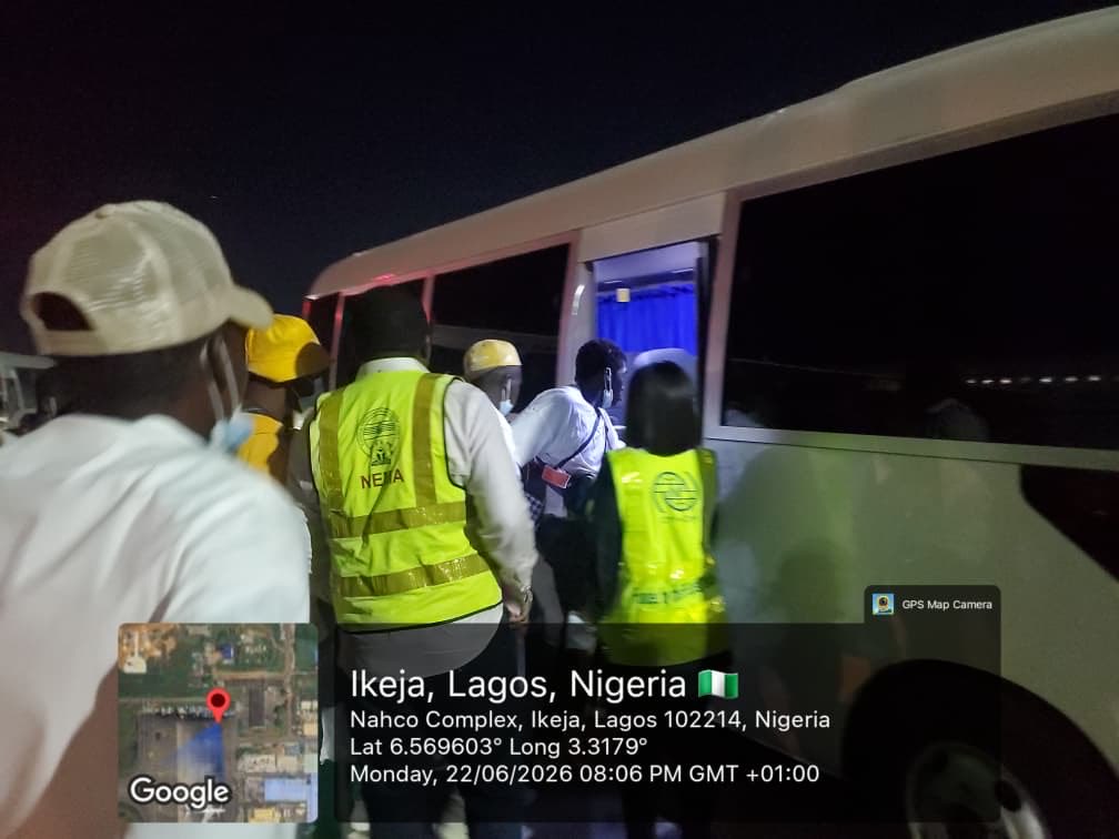 nemanigeria's tweet photo. NEMA Receives 177 Nigerian Returnees from Libya

The National Emergency Management Agency (NEMA), Lagos Operations Office, in collaboration with the National Commission for Refugees, Migrants and Internally Displaced Persons (NCFRMI), on 22 June 2026 received 177 Nigerian returnees from Misrata, Libya, under the Assisted Voluntary Return (AVR) Programme facilitated by the International Organization for Migration (IOM) in partnership with the Federal Government of Nigeria.

The returnees arrived at about 7:35 p.m. aboard an Air Buraq Airlines flight, registration number 5A-BAE, which landed at the Cargo Terminal of the Murtala Muhammed International Airport, Ikeja, Lagos State.

The returnees comprised 151 adults, including 66 males and 85 females, 14 children made up of eight males and six females, as well as 12 infants comprising five males and seven females.

Upon arrival, officials of the Nigeria Immigration Service (NIS) conducted biometric registration and documentation to ensure proper record-keeping and facilitate the reintegration process of the returnees.

In line with the Federal Government’s commitment to ensuring the safe, dignified and humane return of its citizens, the returnees were provided with immediate humanitarian assistance, including food and potable water, medical screening and ambulance services for those requiring medical attention, luggage handling and logistics support, as well as coordination and counselling services aimed at ensuring an orderly reception and smooth reintegration.

The reception exercise was coordinated by NEMA in collaboration with key stakeholders, including the National Commission for Refugees, Migrants and Internally Displaced Persons (NCFRMI), the Nigeria Immigration Service (NIS), the International Organization for Migration (IOM), the Federal Airports Authority of Nigeria (FAAN), Port Health Services, the Nigeria Police Force, and other relevant agencies.

The exercise forms part of the Federal Government’s continued efforts to protect the rights and welfare of Nigerians returning from distressed situations abroad and to support their reintegration into society.

22 June 2026