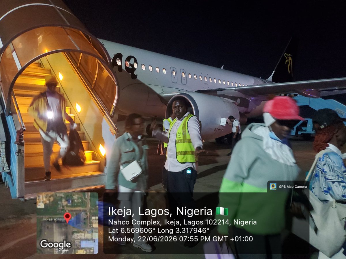 nemanigeria's tweet photo. NEMA Receives 177 Nigerian Returnees from Libya

The National Emergency Management Agency (NEMA), Lagos Operations Office, in collaboration with the National Commission for Refugees, Migrants and Internally Displaced Persons (NCFRMI), on 22 June 2026 received 177 Nigerian returnees from Misrata, Libya, under the Assisted Voluntary Return (AVR) Programme facilitated by the International Organization for Migration (IOM) in partnership with the Federal Government of Nigeria.

The returnees arrived at about 7:35 p.m. aboard an Air Buraq Airlines flight, registration number 5A-BAE, which landed at the Cargo Terminal of the Murtala Muhammed International Airport, Ikeja, Lagos State.

The returnees comprised 151 adults, including 66 males and 85 females, 14 children made up of eight males and six females, as well as 12 infants comprising five males and seven females.

Upon arrival, officials of the Nigeria Immigration Service (NIS) conducted biometric registration and documentation to ensure proper record-keeping and facilitate the reintegration process of the returnees.

In line with the Federal Government’s commitment to ensuring the safe, dignified and humane return of its citizens, the returnees were provided with immediate humanitarian assistance, including food and potable water, medical screening and ambulance services for those requiring medical attention, luggage handling and logistics support, as well as coordination and counselling services aimed at ensuring an orderly reception and smooth reintegration.

The reception exercise was coordinated by NEMA in collaboration with key stakeholders, including the National Commission for Refugees, Migrants and Internally Displaced Persons (NCFRMI), the Nigeria Immigration Service (NIS), the International Organization for Migration (IOM), the Federal Airports Authority of Nigeria (FAAN), Port Health Services, the Nigeria Police Force, and other relevant agencies.

The exercise forms part of the Federal Government’s continued efforts to protect the rights and welfare of Nigerians returning from distressed situations abroad and to support their reintegration into society.

22 June 2026