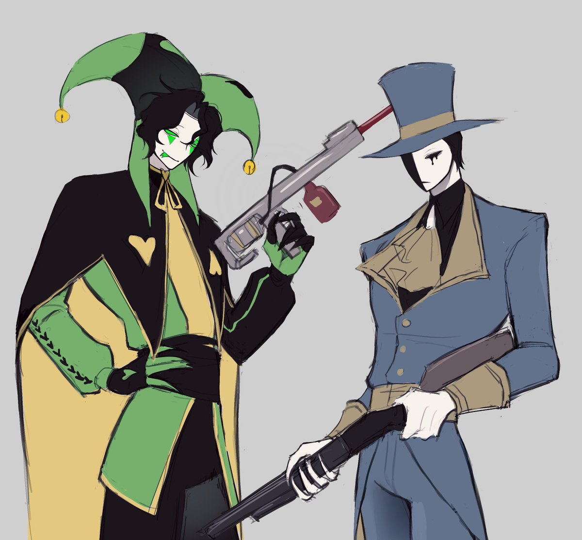 Nonala2333's tweet photo. 最近玩roblox上瘾了 好友用的h和tt的皮肤 拿枪的样子好帅呀
#thefreakcirucs #怪胎马戏团 https://t.co/jFGYs0IPsr