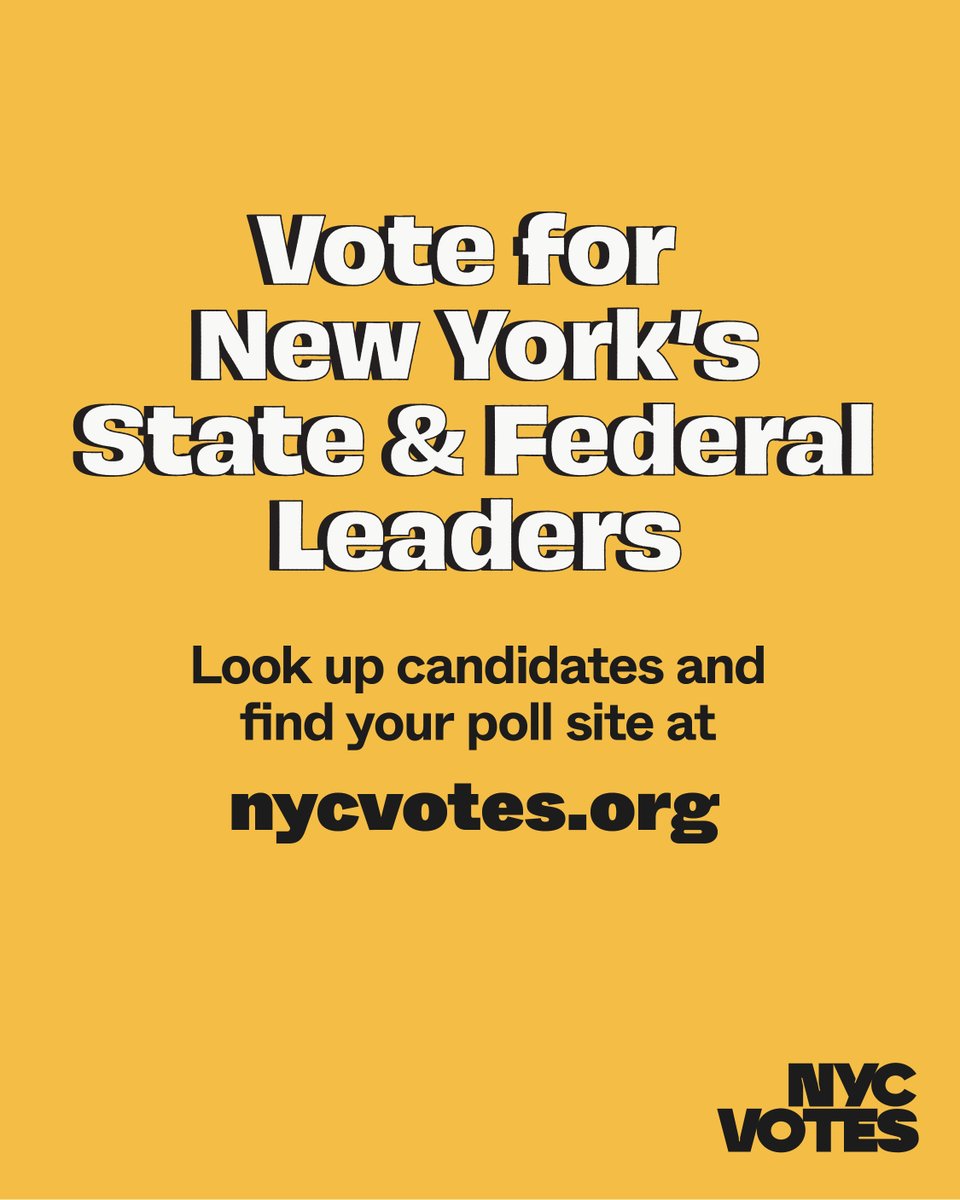 NYCVotes's tweet photo. Happy Primary Election Day, NYC! Polls are OPEN from 6am to 9pm. Vote for New York's State &amp; Federal leaders today. 

Meet the candidates and look up your assigned poll site a https://t.co/UcW7AsYWqI.

If you are on line before polls close, you have the right to vote. https://t.co/7wIuf7bfsa