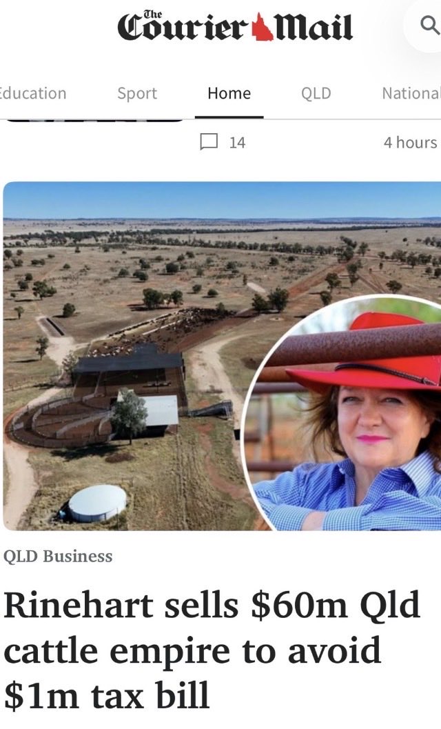 AmeliaBee7's tweet photo. Not because she can’t afford the tax bill; just because she doesn’t believe she should have to pay it

Rinehart is nothing more than an obnoxious, entitled parasite https://t.co/KorgljNlx4
