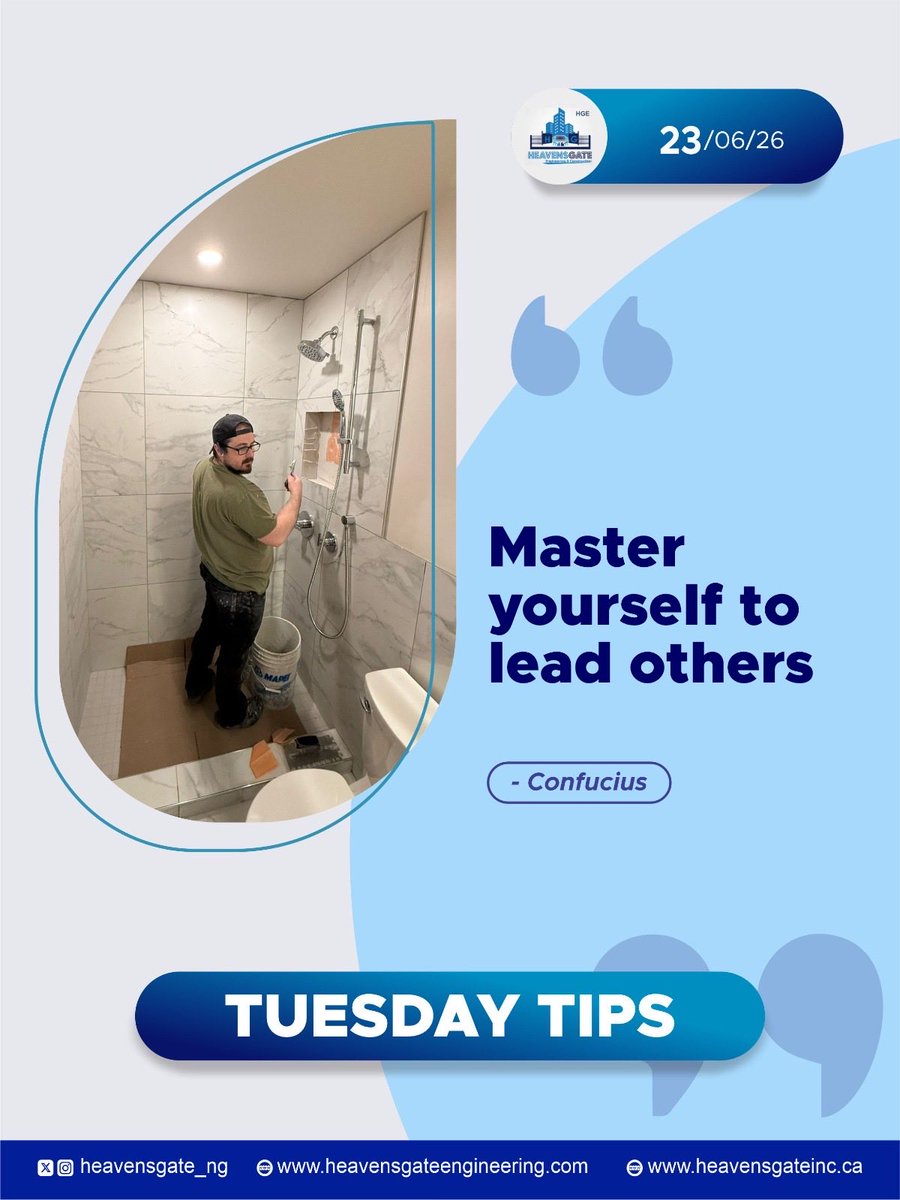 heavensgate_ng's tweet photo. Mastering others starts with mastering yourself.
The discipline, patience, and consistency you build today will shape the leader you become tomorrow.
#TuesdayTips #Leadership #PersonalGrowth #HeavensGateEngineering #BuildWithPurpose https://t.co/n34AN5YdnS
