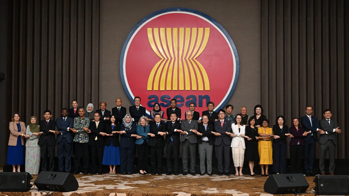 indiatoasean's tweet photo. Ambassador Srinivas Gotru participated in the Meeting between @ERIAorg, Ambassadors of ERIA Member States, and Dialogue Partners on 23 June 2026 at the ASEAN Secretariat. https://t.co/4ixLXoIpXY