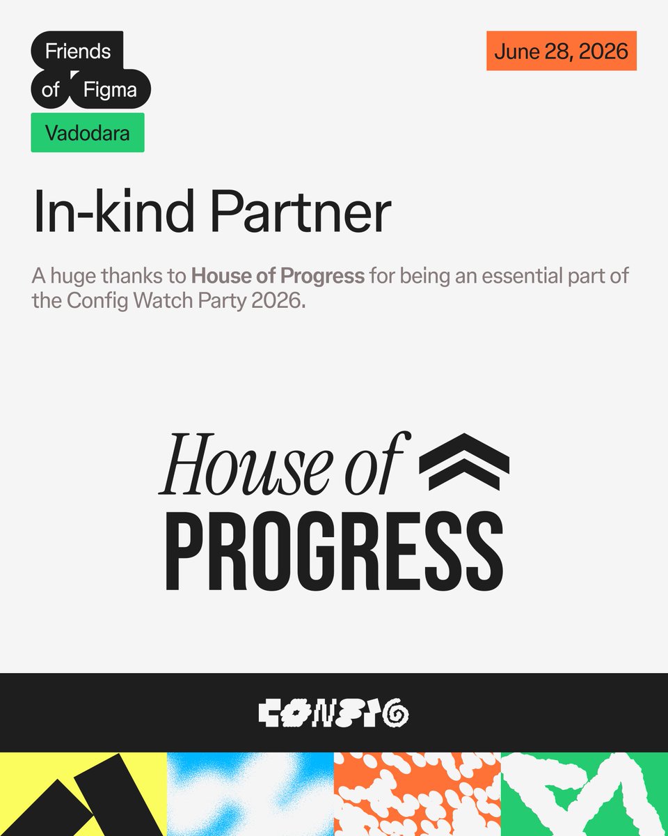 fofvadodara's tweet photo. Excited to have @thehop_117  join us as an In-Kind Partner for the FOF Vadodara Config Watch Party 2026.

Thank you for supporting the local design and builder community. 🤝

#Config2026 #FriendsOfFigma https://t.co/56hSqhjZBF