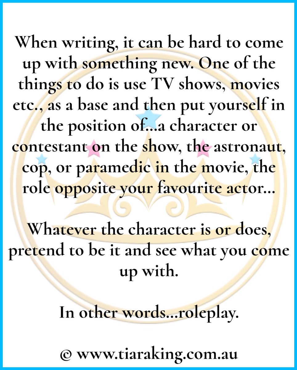 TiaraKingHQ's tweet photo. TOP TIP TUESDAY: If you can’t come up with anything new to write, try this!
.
#tipsforwriters #writingtips #authortips #authorsupport https://t.co/kP3B82oEvn