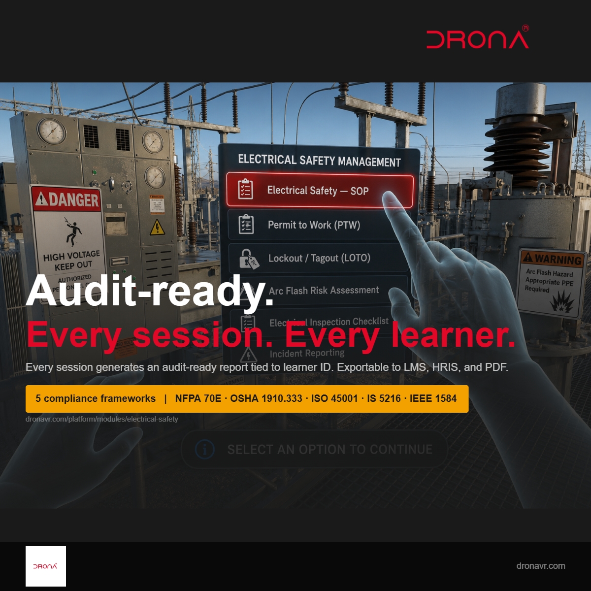 dronavr's tweet photo. Electrical safety is not an option—it's a necessity. Train your workforce to identify hazards, follow safe practices, and respond effectively to electrical risks with Drona VR's immersive Electrical Safety training.

https://t.co/I2rzl3EIp7
#ElectricalSafety #Drona #VR https://t.co/2n09RvWZkf