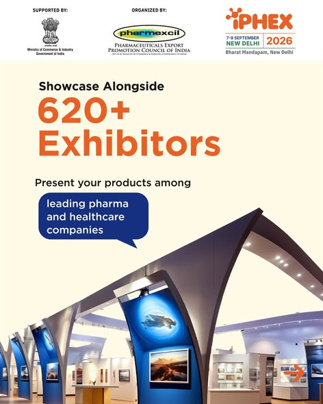 Pharmexcil's tweet photo. iPHEX 2026 offers a powerful platform for Indian pharmaceutical exporters to expand their global reach and build meaningful business connections.​
Engage with over 587 overseas buyers from 138+ countries, showcase your products alongside 620+ exhibitors, and be part of USD 5+ billion in business discussions.​
Connect with key decision-makers, including 13 regulators, 16 procurement agencies, and 8 associations, all under one roof.​
Date: 7–9 September 2026​
Venue: Bharat Mandapam, New Delhi​
Exhibitor registrations are now open.
Register https://t.co/NNlcgW1BHH.