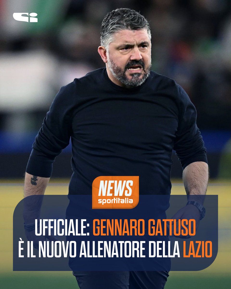 tvdellosport's tweet photo. 𝐔𝐟𝐟𝐢𝐜𝐢𝐚𝐥𝐞: 𝐋𝐚𝐳𝐢𝐨, 𝐆𝐚𝐭𝐭𝐮𝐬𝐨 𝐞̀ 𝐢𝐥 𝐧𝐮𝐨𝐯𝐨 𝐚𝐥𝐥𝐞𝐧𝐚𝐭𝐨𝐫𝐞⚪️🔵

Con una nota ufficiale, la Lazio ha comunicato di aver affidato a Gennaro Gattuso l’incarico di allenatore responsabile della prima squadra ✍️

#sportitalia #lazio #gattuso https://t.co/CSPNtkXmSY