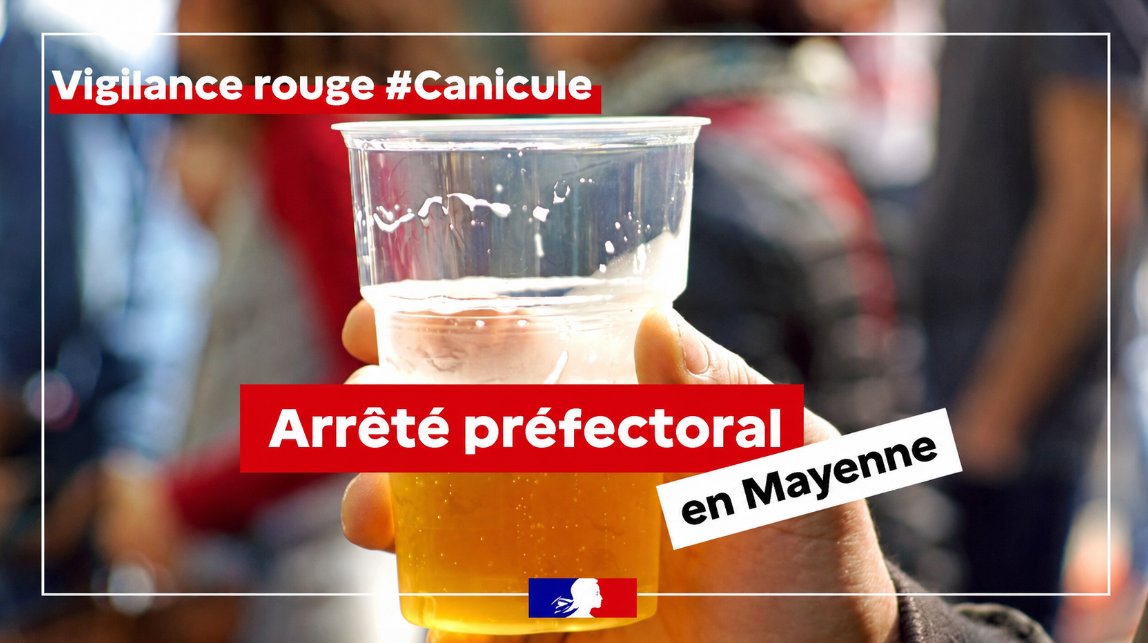 Image de Préfète de la Mayenne - 🚨 #VigilanceRouge 🔴 #Canicule ☀️
📢Interdiction temporaire de consommation et détention de boisso