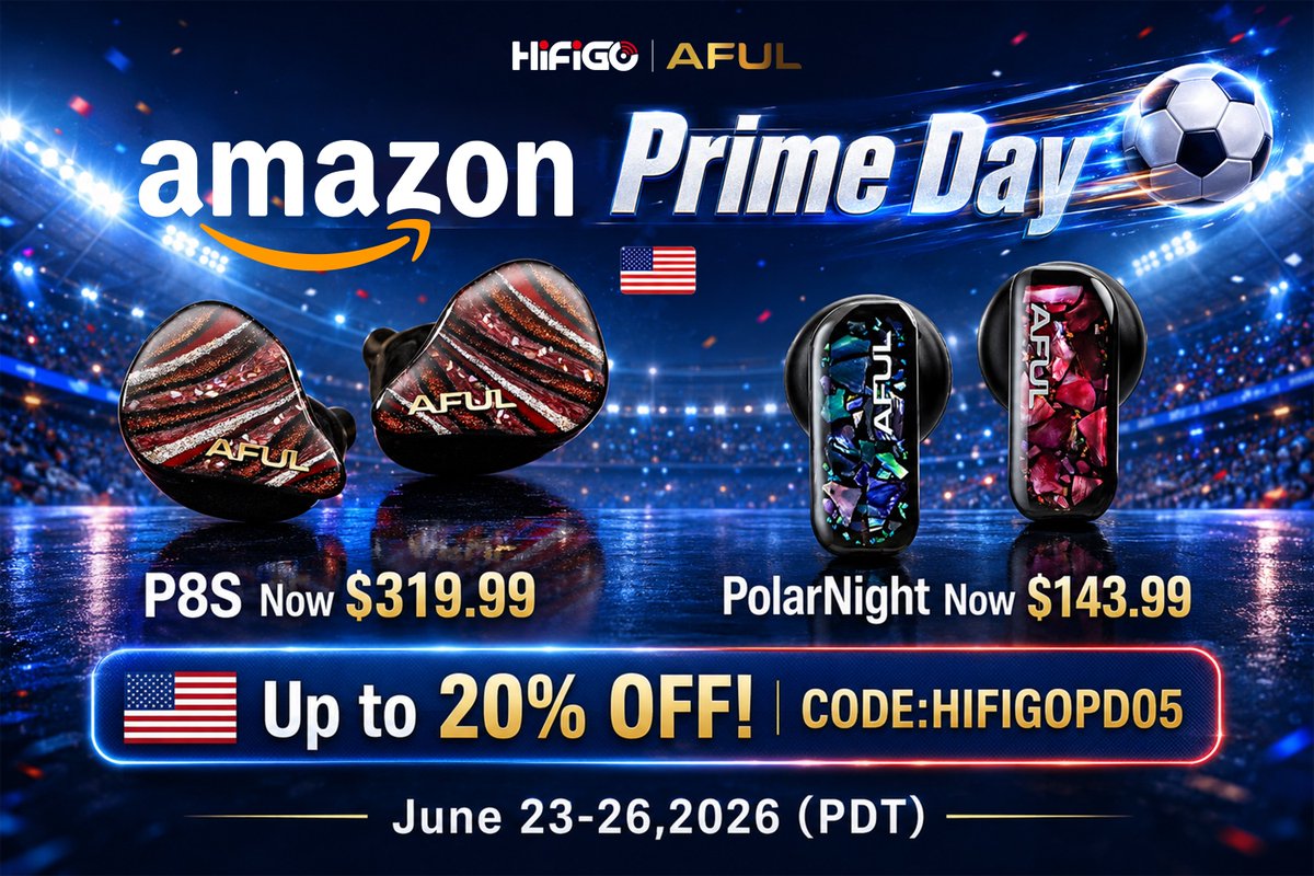 HiFiGoAudio's tweet photo. 🔥Prime Day is in full swing!💥
🎧 @AFULJP Performer 8S & PolarNight are here with exclusive Prime Day savings.⚡
🇺🇸Don't miss out and grab yours today!💪
🔗US: https://t.co/45tL5cAvGE
#HiFiGo #AFUL #Performer8S #PolarNight #AmazonPrimeDay #IEM #AudioGear #Audiophile #FIFAWorldCup