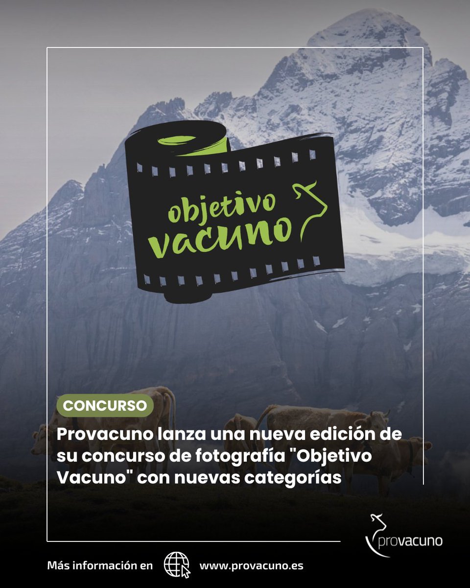 Provacuno's tweet photo. 📸 𝐀𝐂𝐓𝐔𝐀𝐋𝐈𝐃𝐀𝐃 | @Provacuno lanza una nueva edición de su 𝐜𝐨𝐧𝐜𝐮𝐫𝐬𝐨 𝐝𝐞 𝐟𝐨𝐭𝐨𝐠𝐫𝐚𝐟𝐢́𝐚 ❞𝐎𝐛𝐣𝐞𝐭𝐢𝐯𝐨 𝐕𝐚𝐜𝐮𝐧𝐨❞ con nuevas categorías y premios de hasta 500 euros. 

🔗 Más información aquí:
https://t.co/HIt97rkByI

#ObjetivoVacuno https://t.co/OjPyYfBH5V