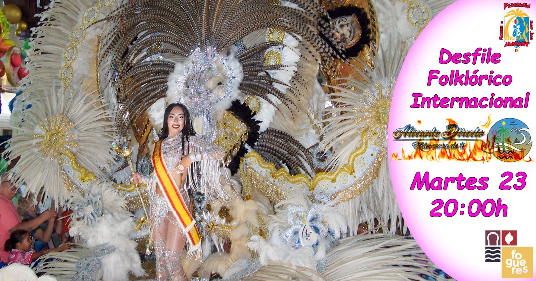 AlicanteDirecto's tweet photo. 🔥 ACTOS HOGUERAS 2026 🔥

🔥 MARTES 23 DE JUNIO (PARTE 2) 🔥

🔸 20:00 h - LXIX Desfile Folklórico Internacional.
● Organiza: Federación de Hogueras de Alicante
● Día: Martes 23 De Junio
● Hora: Desde las 20:00h
● Lugar: Luceros, Alfonso El Sabio, Rambla, Ayuntamiento. https://t.co/rBVpUwUfGB