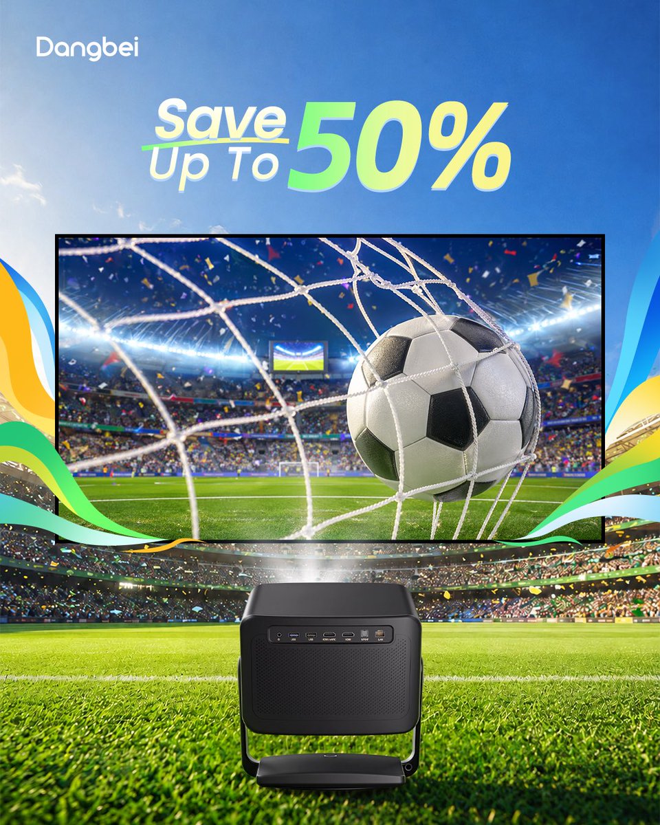 Dangbeiofficial's tweet photo. With a thrilling summer of football ahead, Dangbei 4K laser projectors bring the stadium energy home, whether you’re hosting on the terrace or relaxing in the living room. ⚽🔥

💥 4 DAYS ONLY! Enjoy our mid-year sale with up to 50% OFF.

#Dangbei #HomeCinema #4KProjector https://t.co/CAy6Huxmf6