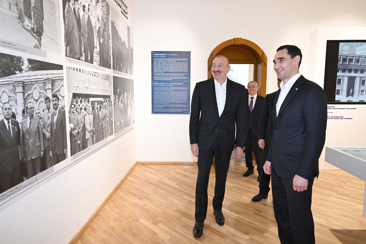presidentaz's tweet photo. Presidents Ilham Aliyev and Serdar Berdimuhamedov viewed “Heydar Aliyev and Garabagh” exhibition in Shusha. https://t.co/t1m12oCJq5