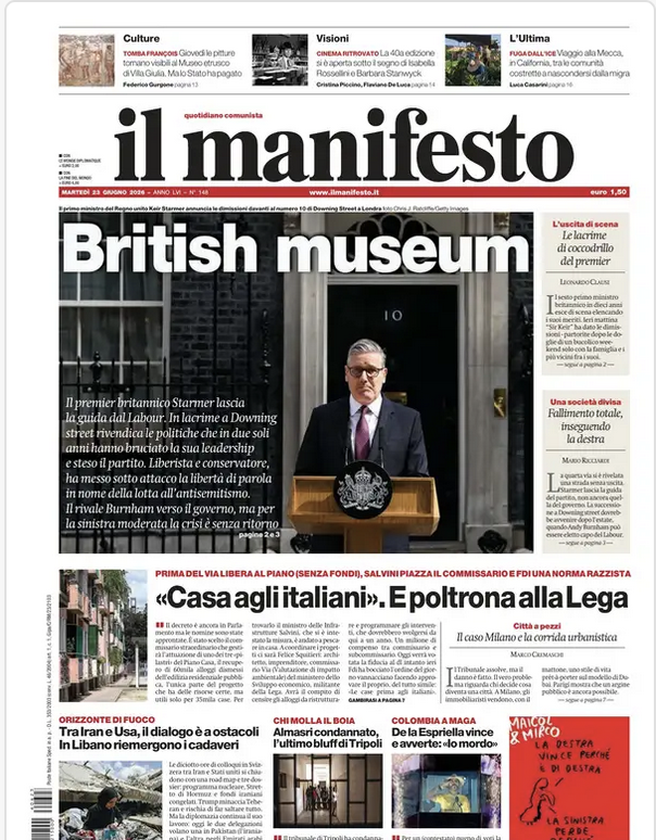 Obonnel's tweet photo. Jamais, je ne me lasserai des unes du @ilmanifesto https://t.co/vVv0jPIUIl