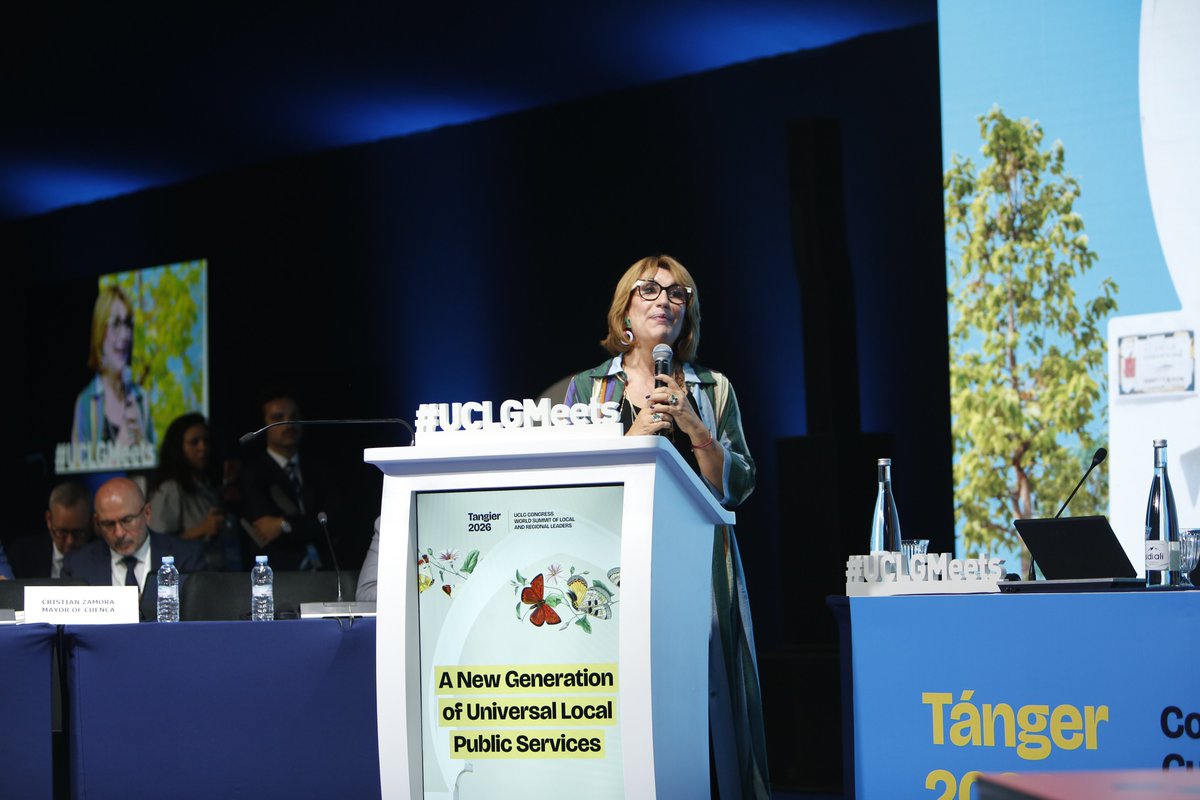 uclg_org's tweet photo. 🔵 #UCLGMeets

📌At the UCLG Executive Bureau in Tangier, our SG @UCLG_Saiz reminds us on this Public Service Day:

"We are ready to fight the fight. To come together to shape the future essentials that determine how our everyday life is."

#Listen2Cities https://t.co/UfyxN5K6lj