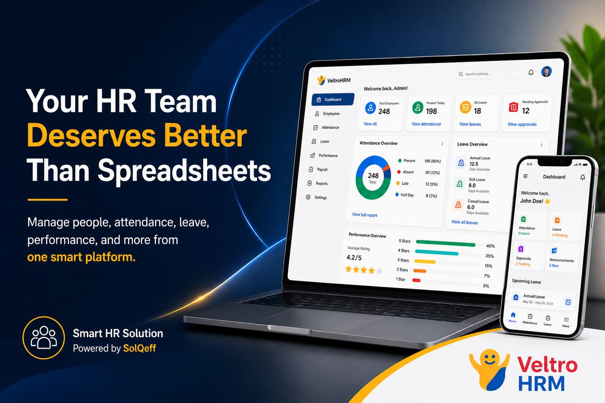 SolQeff's tweet photo. The Best HR Teams Don’t Spend Their Time Chasing Paperwork. They Spend Their Time Supporting People.

What is the biggest administrative challenge your HR team faces today?

#VeltroHRM #HumanResources #HRTechnology #WorkforceManagement #EmployeeExperience #PeopleManagement https://t.co/hpk5SeYYT4