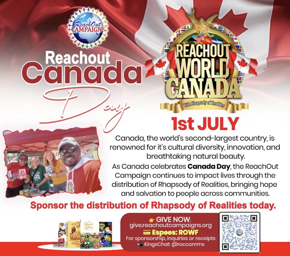 rocampaign's tweet photo. 🇨🇦 REACHOUT CANADA DAY – CANADA🇨🇦 1ST JULY

👉 🇨🇦Canada, the world's second-largest country, is renowned for its cultural diversity, innovation, and breathtaking natural beauty.💥 https://t.co/T7JCztcpju