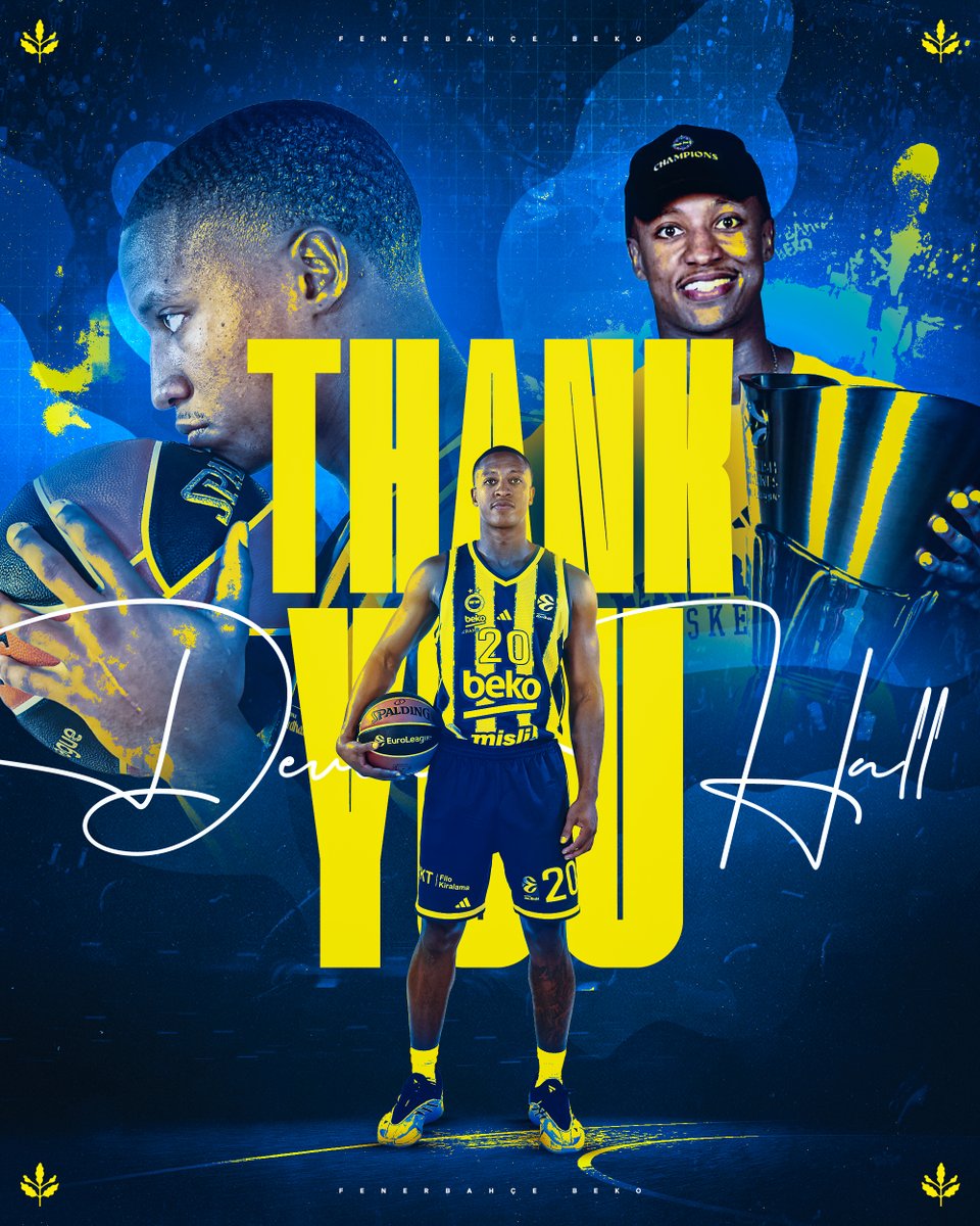 FBBasketbol's tweet photo. Devon Hall’a Teşekkürlerimizle! 💛💙

2024-25 sezonu öncesi kadromuza katılan, formamızı giydiği iki sezon boyunca kazandığımız tüm başarılarda pay sahibi olan oyuncumuz Devon Hall ile yollarımız ayrılmıştır. 

Çubuklu formamızla, 1 EuroLeague, 2 Türkiye Ligi, 2 Türkiye Kupası ve 1 Cumhurbaşkanlığı Kupası şampiyonlukları yaşayan Devon Hall’a tüm emekleri için teşekkür ediyor, kariyerinin bundan sonraki döneminde kendisine başarılar diliyoruz. 

#YellowLegacy