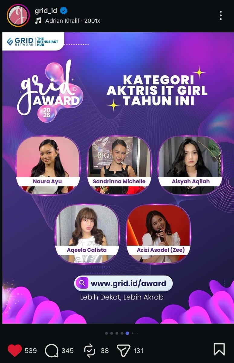 melosizy's tweet photo. guys aqeela masuk salah satu kategori di Grid ID awards 2026. yuukk kasih support aqeela dengan ramein postingannyaa
https://t.co/UI12cOLUsX https://t.co/LLOwHhg2pi