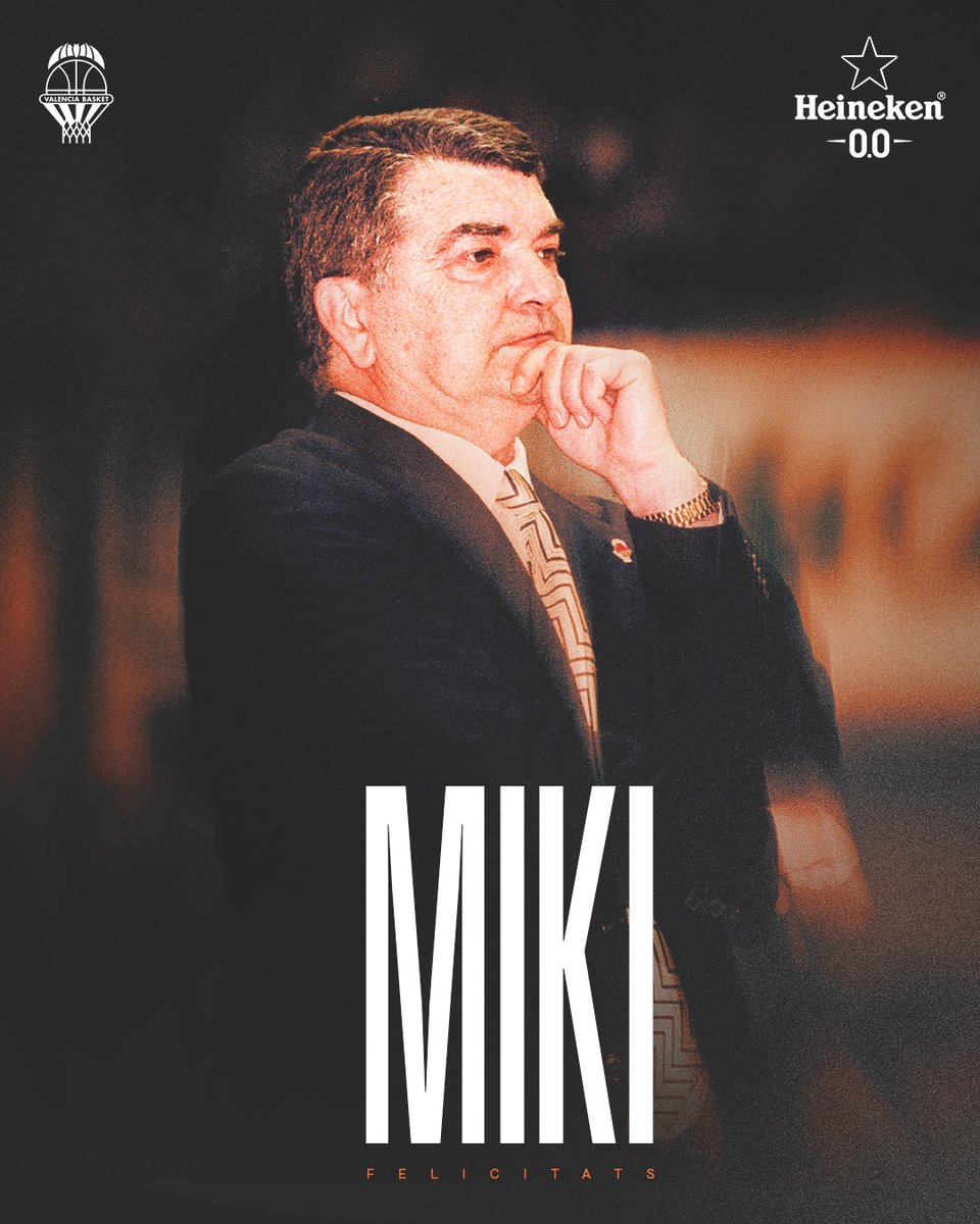 valenciabasket's tweet photo. T'estimem, Miki! 🧡

Hoy, 25 de junio, hubieses cumplido 82 años. Desde el club al que tanto diste y que tanto te quiso, feliz día, maestro.

Seguro que allá arriba estarás muy orgulloso de ver como van las cosas. 

Sempre Miki 🤍❤️ https://t.co/b4IwF9owPu
