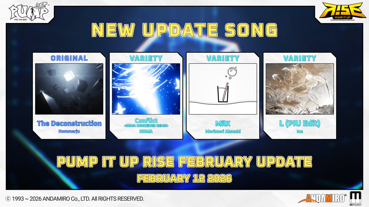 Hommarju's tweet photo. 音楽ゲーム "PUMP IT UP - RISE" にて
新曲「The Deconstruction」が収録されました!
BPM195の変則リズムを搭載したザ・リズムゲームな楽曲です
ぜひプレイしてください!
Movie : いぬころ (@inukoro_wanwan )
#PIU #PUMPITUP #PIURISE #ANDAMIRO https://t.co/a64J14hFzf