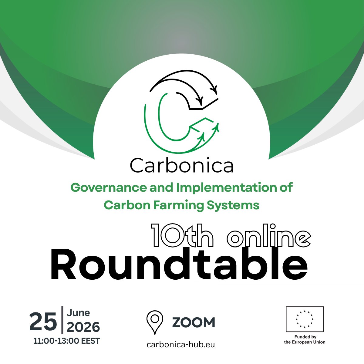 CarbonicaE's tweet photo. 🚨 The 10th #CARBONICA Online Roundtable is coming this week!
Join us for “Governance and Implementation of Carbon Farming Systems”, organised by i-BEC.

🟢 Thu, 25 June 2026
🟢 11:00–13:00 EEST
🟢 Zoom: https://t.co/DBOYXsm3SZ

#CarbonFarming #HorizonEurope https://t.co/8Ph3yuirID
